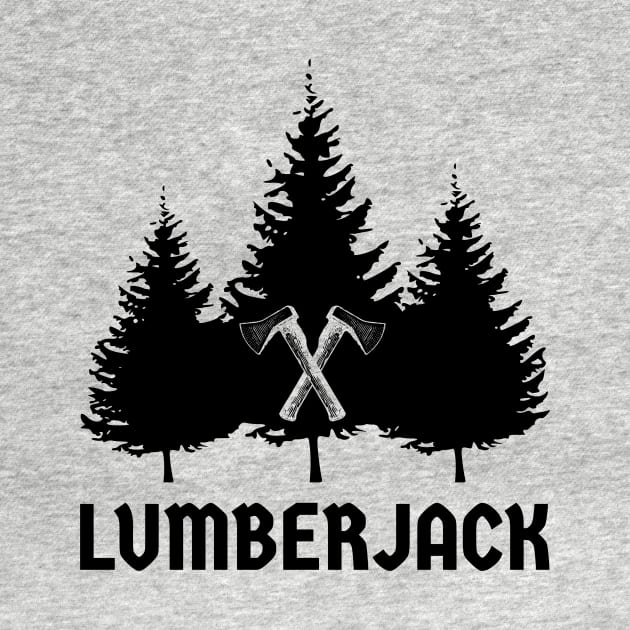 Lumberjack Pine Trees Black Crossed Axes by HighBrowDesigns